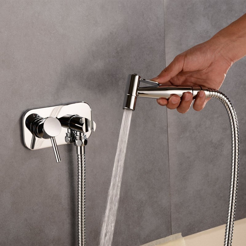 TRUSTMI Toilet Concealed Hot and Cold Bidet Spray Set, Brass Hand Held Warm Water Sprayer Shattaf,Chrome - Image 2